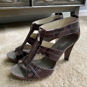 Michael Kors T-strap Berkely Cinder Snake Heels